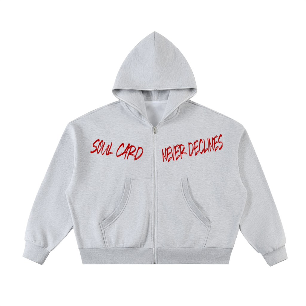 Fleeced Full-Zip Boxy Hoodie