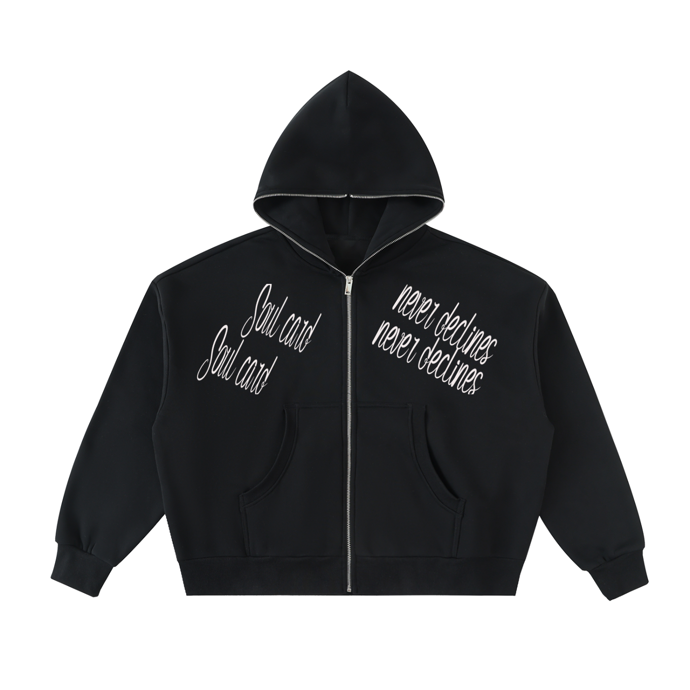 Fleeced Full-Zip Boxy Hoodie