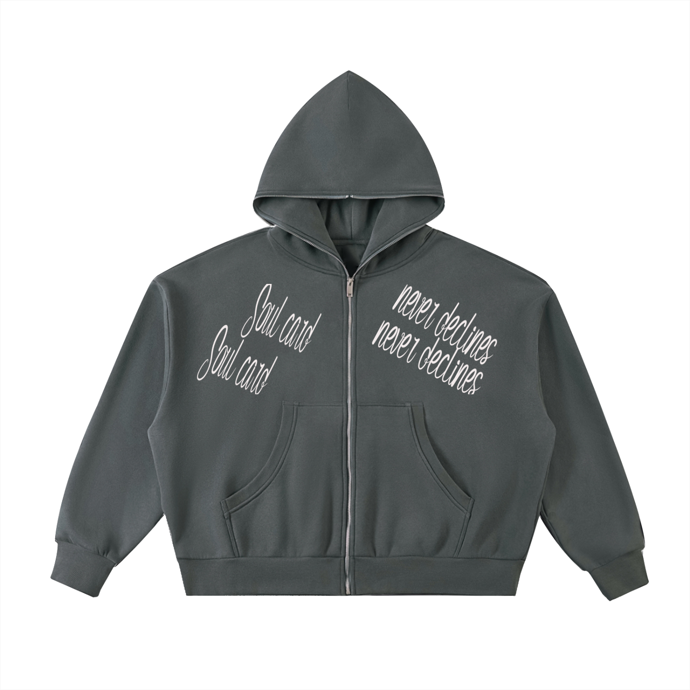 Fleeced Full-Zip Boxy Hoodie
